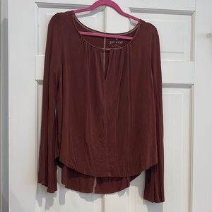 American Eagle Brown Top with Bell Sleeves